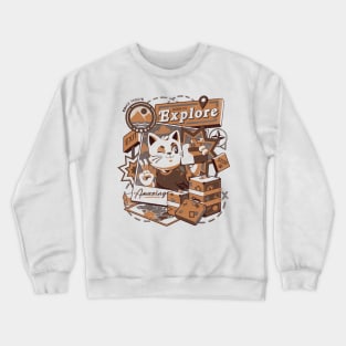 Born to Explore - Cute Traveler Cat Gift Crewneck Sweatshirt